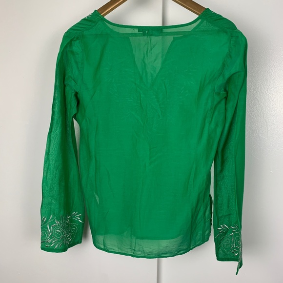 BCBG MAXAZRIA Green Cotton Silver Swirl Tunic Sm - Picture 6 of 7